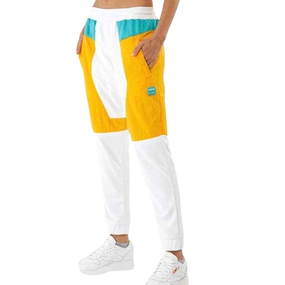 Reebok x Gigi Hadid Track‎ Pants L NWT Yellow White Colorblock Retro Joggers